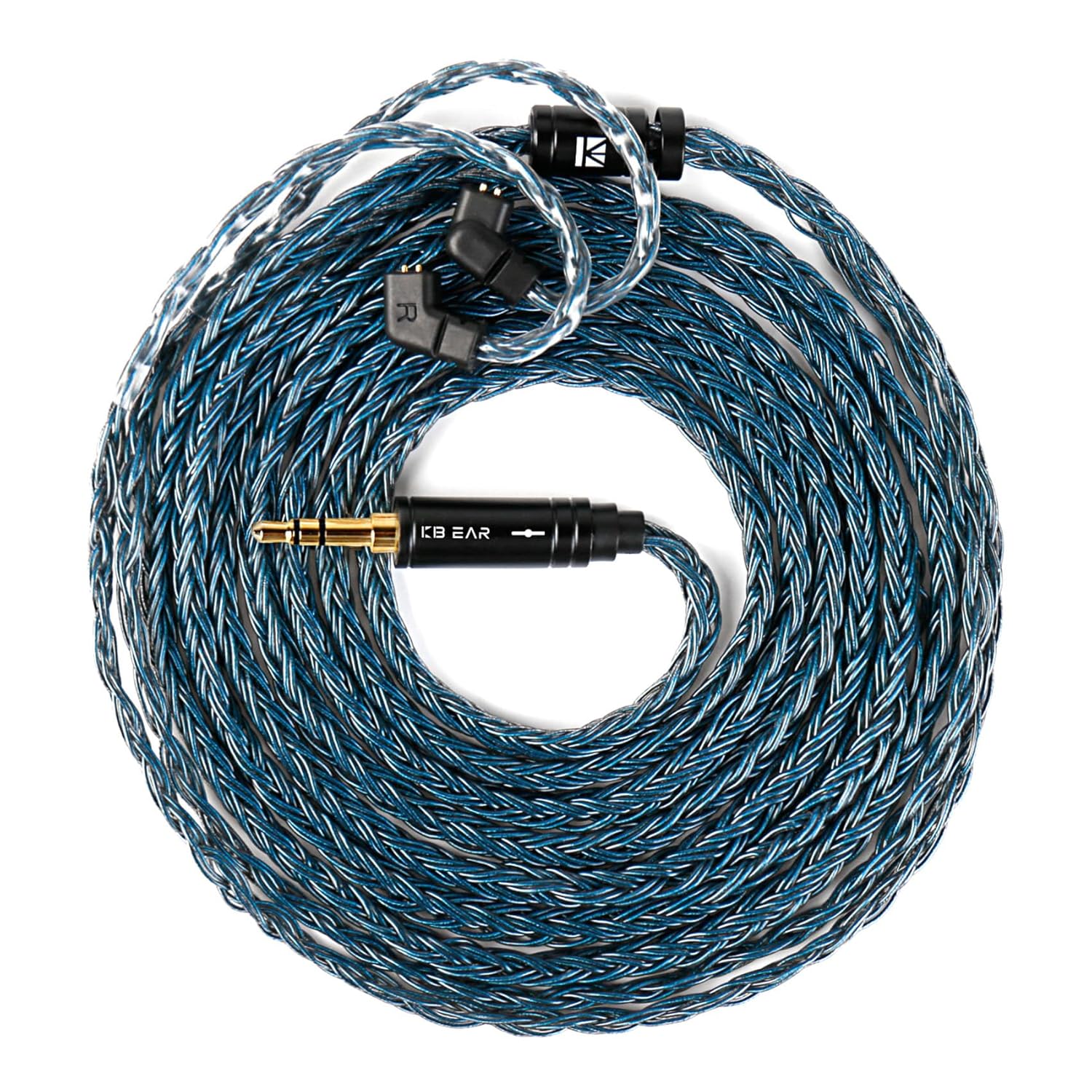 Kinboofi 2.0m Long in Ear Monitor Cable,KBEAR ST24 Plus IEM Cable,5N OCC Silver-Plated HiFi Earphone Upgrade Wires,Earbud Headphone Replacement Extension Cord for Audiophile (3.5 C PIN, Navy, 2.0m)