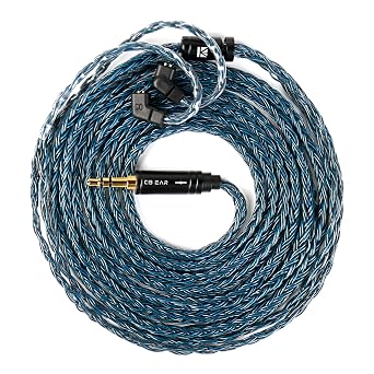 Kinboofi 2.0m Long in Ear Monitor Cable,KBEAR ST24 Plus IEM Cable,5N OCC Silver-Plated HiFi Earphone Upgrade Wires,Earbud Headphone Replacement Extension Cord for Audiophile 3.5 C PIN, Navy, 2.0m