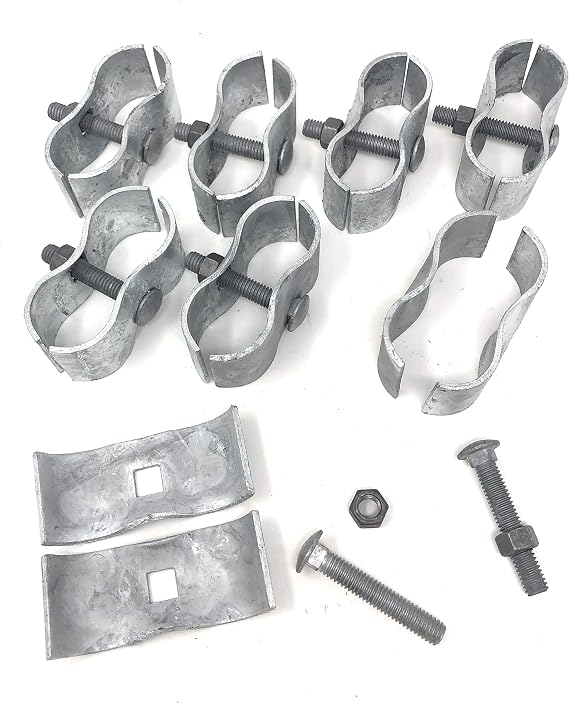 Chain Link Fence Panel Clamps/Kennel Clamps 1-7/8 x 1-7/8 - (8 Sets Pack)