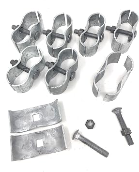 Chain Link Fence Panel Clamps/Kennel Clamps 1-7/8" x 1-7/8" - 8 Sets Pack