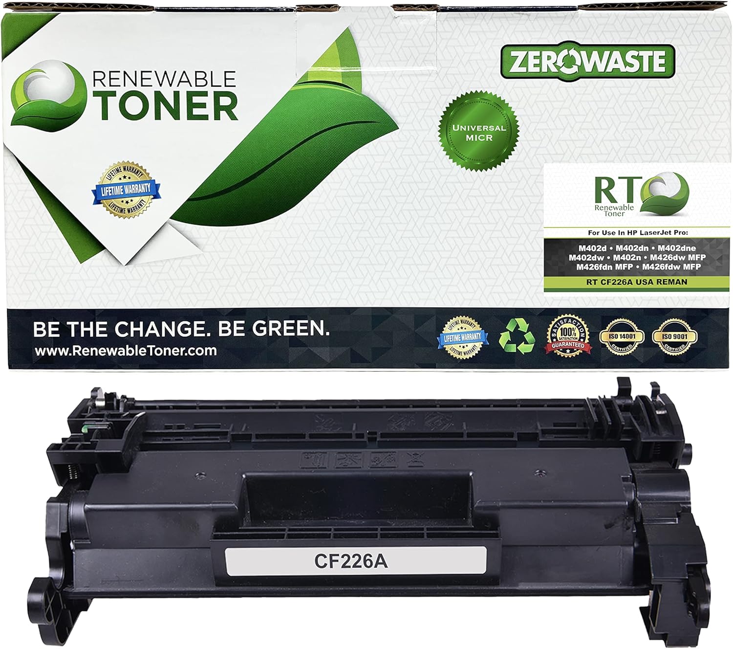 Renewable Toner RT 26A 26X Check Printing Compatible Replacement for HP CF226A CF226X | MICR Printers M402 M426 Magnetic Ink Cartridge
