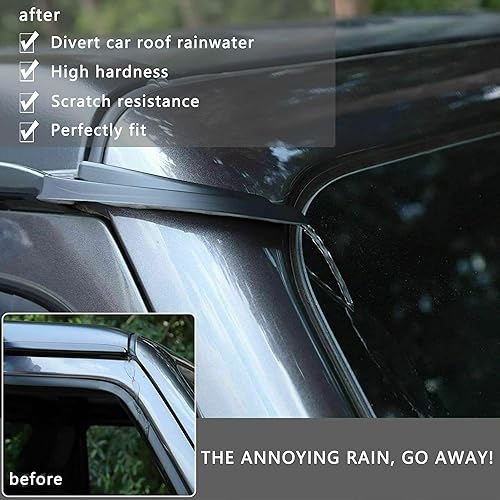 Miniatura 4 de 2 extensiones de canaleta de lluvia, [recientemente actualizadas] desviador de lluvia para techo de automóvil compatible con Jeep Wrangler JLU JL y
