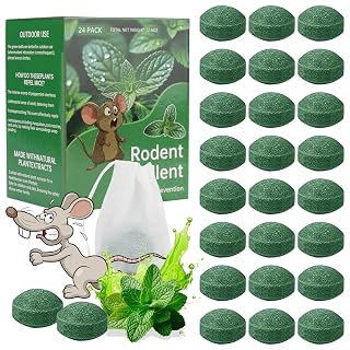 Mouse Rodent Repellent, 24 Pack Peppermint Lemon Oil Mice Repellent for Squirrel Rats Spider Pests, Natural Deterrent for Kitchen, Warehouse, Car, Indoor, Outdoor, Safe for Pets Family - Amazon product rated Grade A