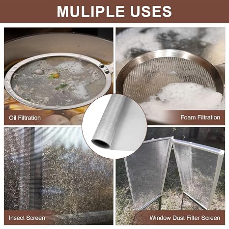 304 Stainless Steel Screen 200 Mesh, 39.3 X 11.8(100cm X 30cm) Metal Mesh Screen, Woven Fine Wire Mesh for Filter Mesh, Garden Wire and DIY Project