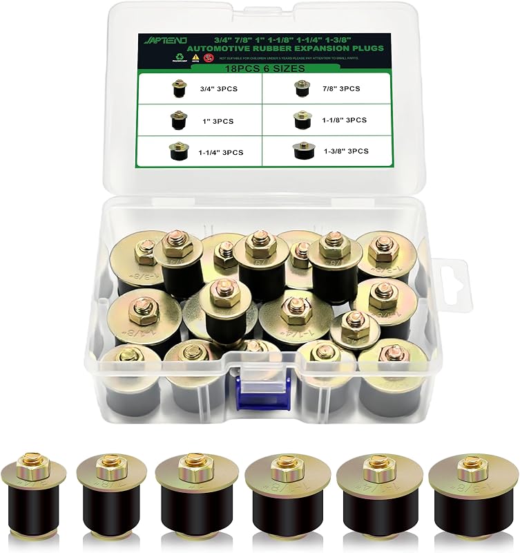 Kit de Tampões de Expansão de Borracha para Motor Japtend com 6 Tamanhos – 18 unidades
