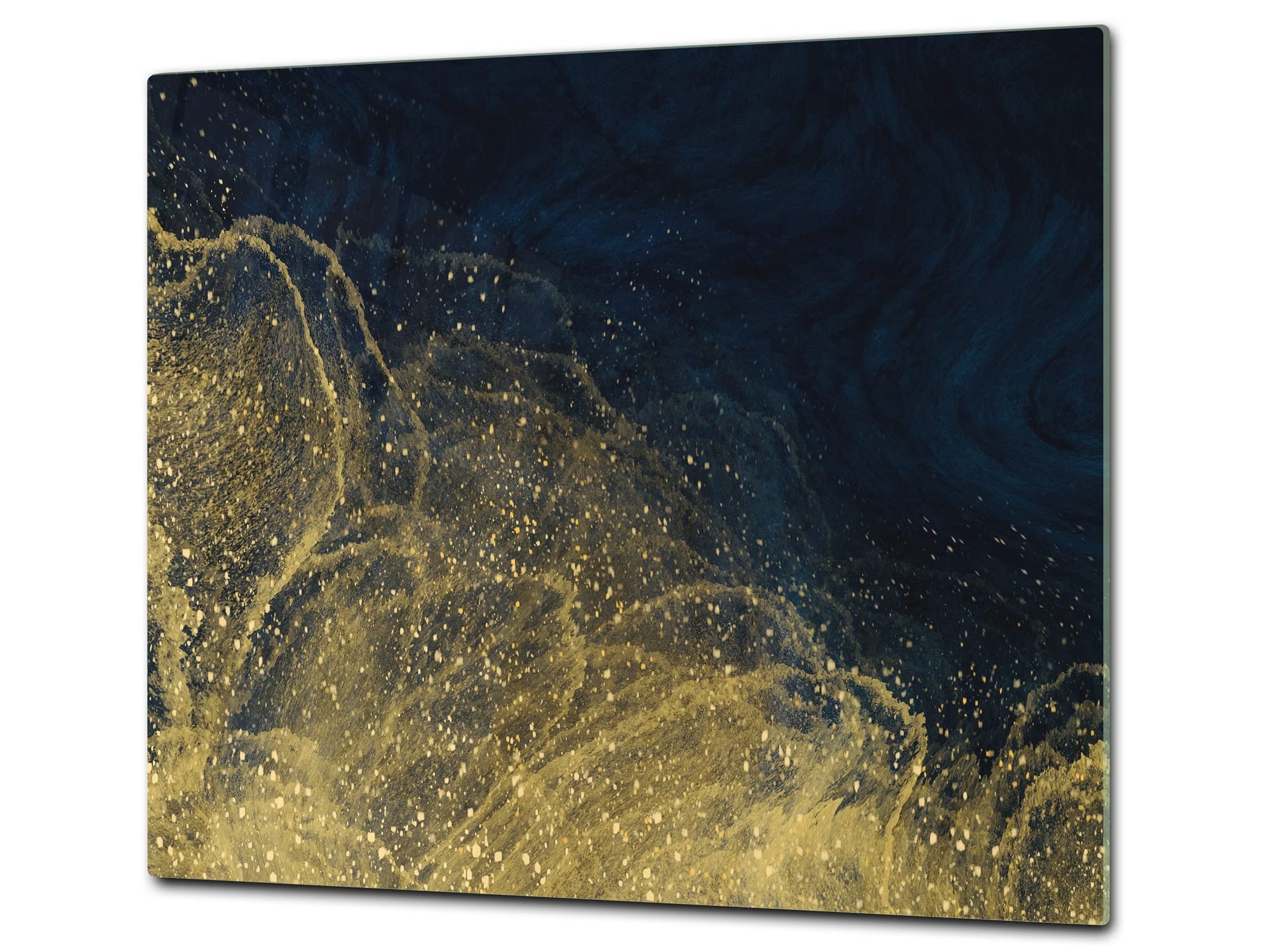 Cubre vitrocerámica y tabla de cortar de cristal templado – Superficie de vidrio templado resistente – UNA PIEZA (60 x 52 cm) o DOS PIEZAS (30 x 52 cm); D28 Onde d'oro Serie
