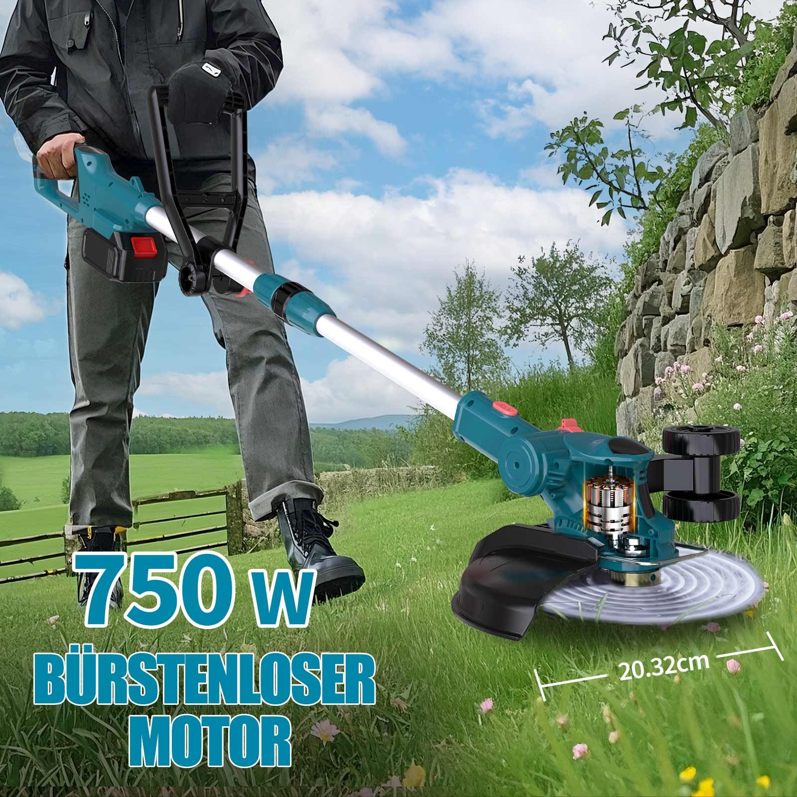Cortabordes con batería para Makita batería, desbrozadora y desbrozadora, | Desbrozadora con cepillo para malas hierbas, (sin batería ni cargador) (azul)