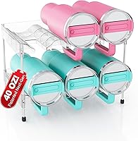 JYPS 2-Tier Stackable Water Bottle Organizer for Stanley 40oz Tumblers - Patented Handle Slots, Holds 6 Bottles, Kitchen Pantry Storage