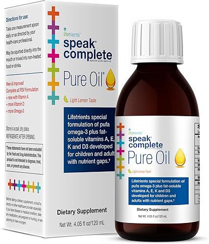 Lifetrients Speak+D Pure Oil - Limón natural - 4.05 oz - Pediatra formulado para apoyar a niños con requisitos nutricionales especiales - Mejorado