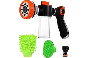 Pup Jet Dog Wash Hose: 8-Pattern Garden Hose Soap Sprayer with Soap Dispenser