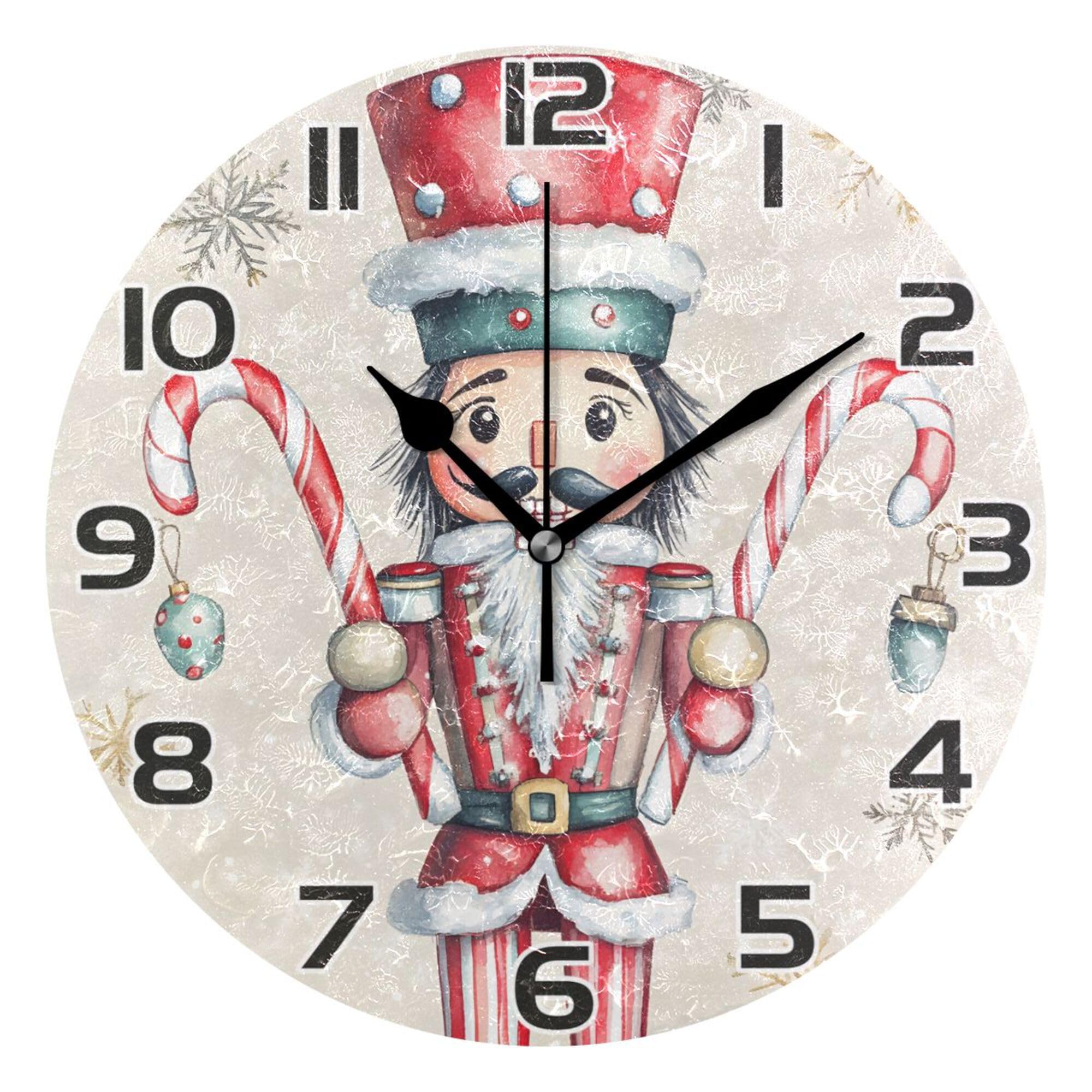 Horloge murale facile à lire Casse-Noisette de Noël pour l'école