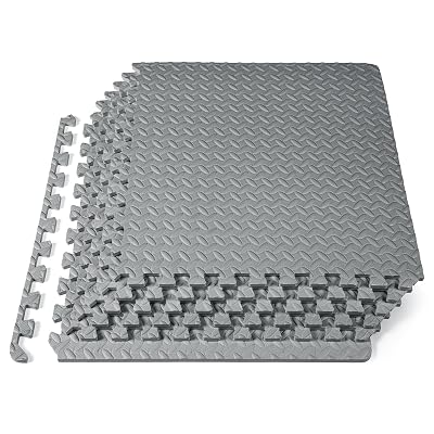 ProsourceFit Exercise Puzzle Mat ½-inch, EVA Interlocking Foam Floor Tiles for Home Gym, Workout Equipment, Kids Play Areas, Grey, 24 SQ FT - 6 Tiles