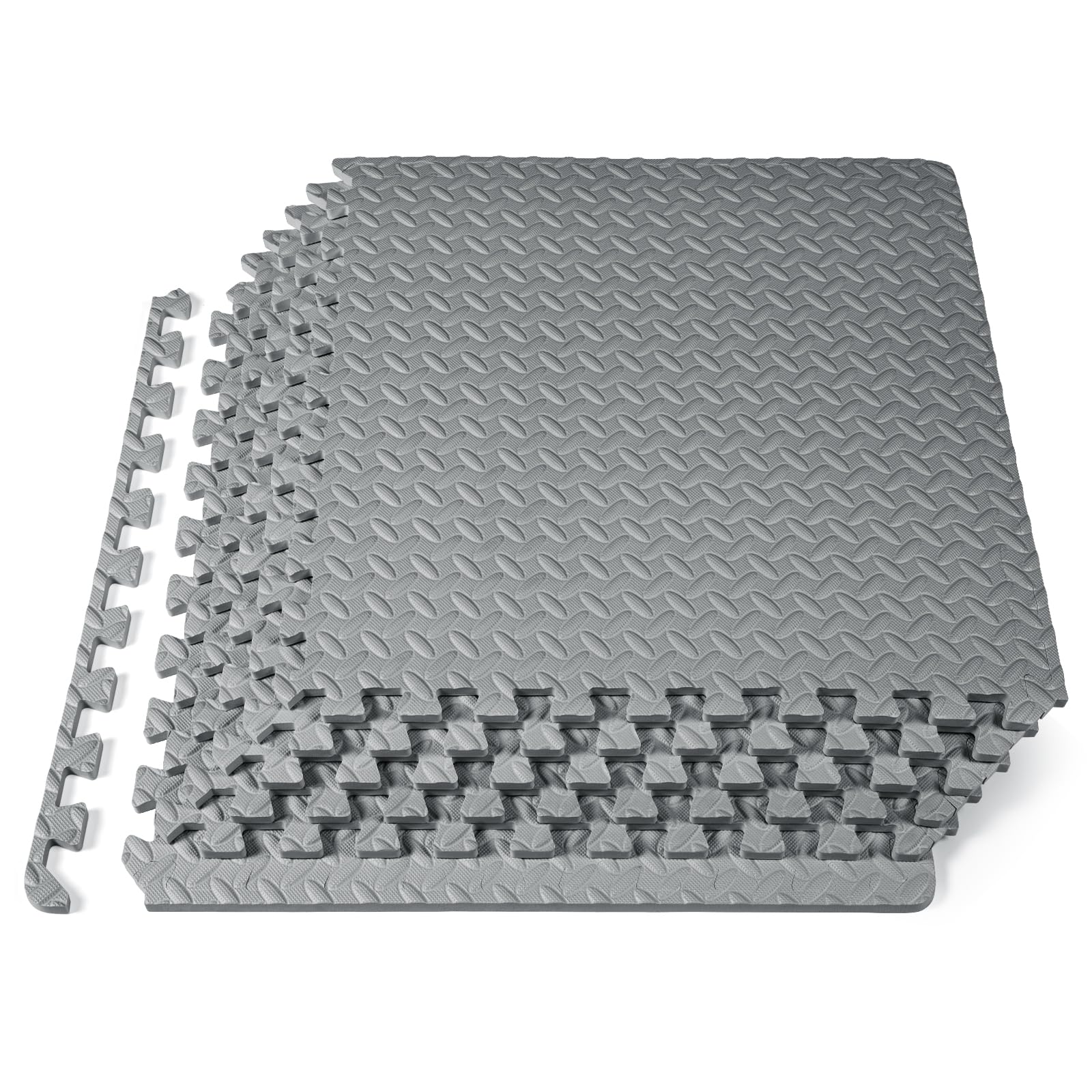 ProsourceFit Exercise Puzzle Mat ½-inch, EVA Interlocking Foam Floor Tiles for Home Gym, Workout Equipment, Kids Play Areas, Grey, 24 SQ FT - 6 Tiles