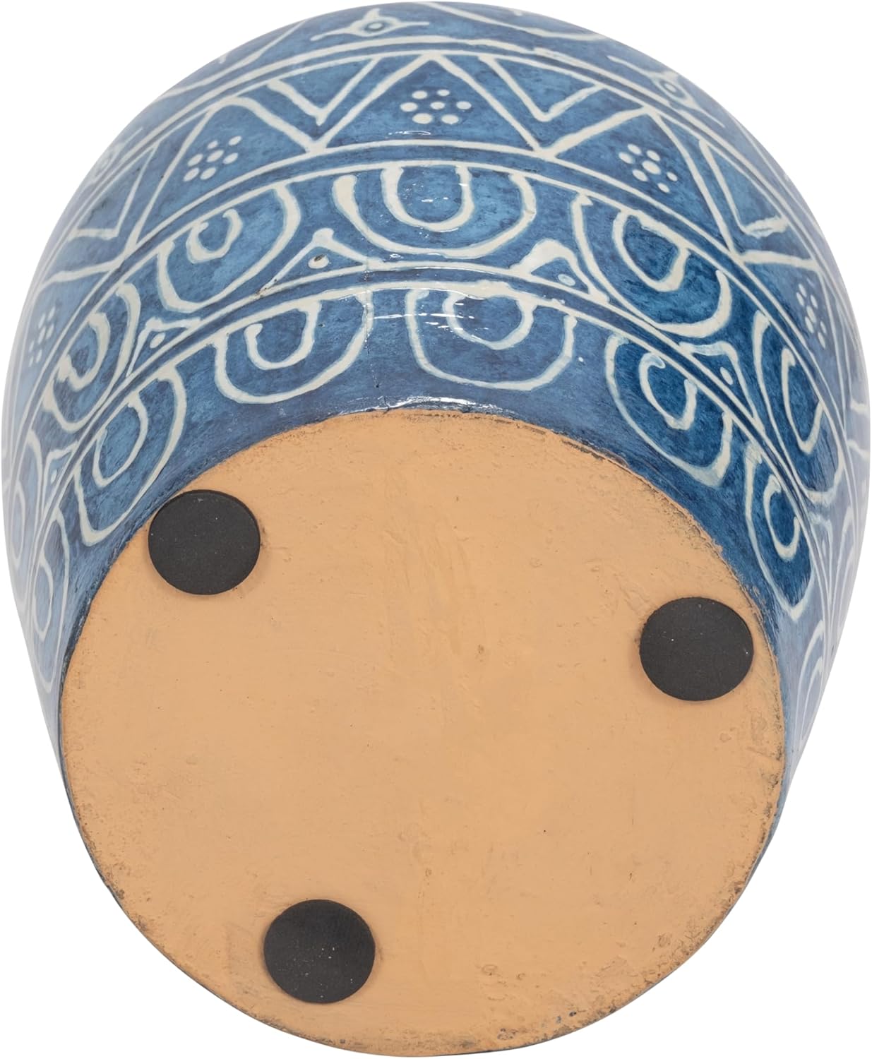 Sagebrook Home Terracotta Decorative Vase - Handcrafted Pottery with Geometric Pattern - Ceramic Home Accent for Living Room, Bedroom, Office - Rustic Boho Style - 12" Blue