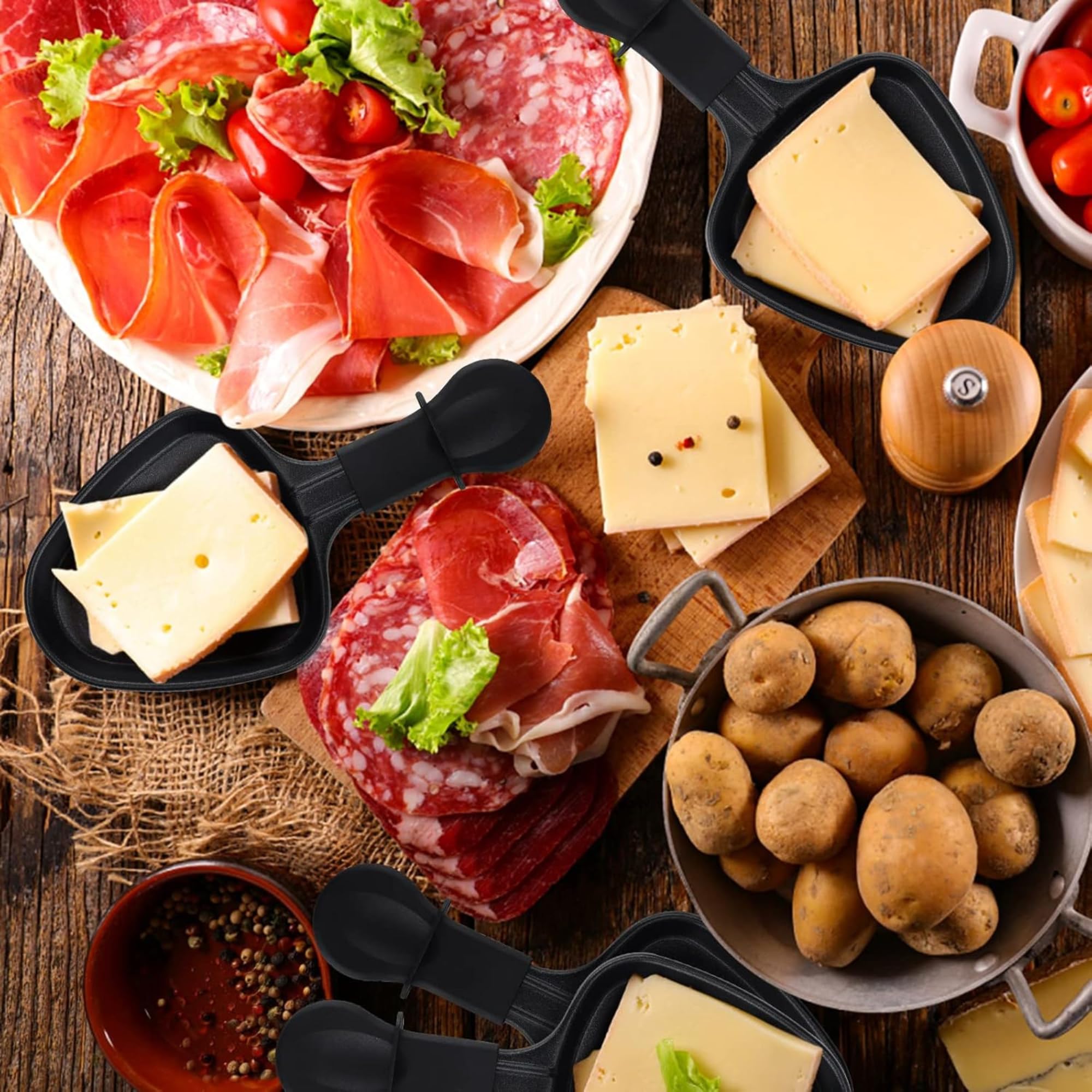 Raclette-Pfännchen, antihaftbeschichtet, 1 bis 12 Stück, Mini-Schaber, dreieckig, kompatibel mit Tefal-Raclette-Gerät, ergonomisches Design und leicht zu reinigen, SOS ACCESSOIRE (8)