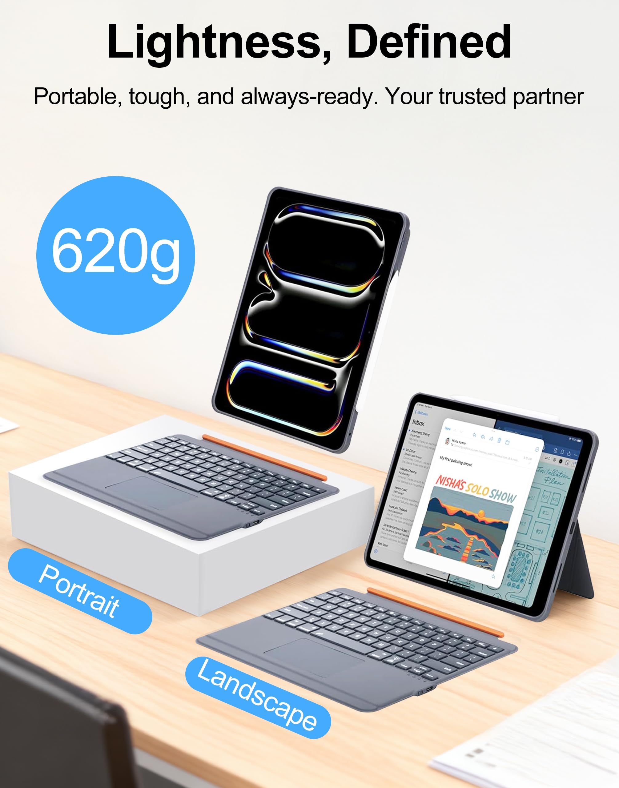 iPad Keyboard Case A16 11 Inch 11th /10th Gen, Magnetic Detachable 7-Color Backlit Keyboard with Large Touchpad, Includes iPad Pencil, for iPad Pro 11 Inch (M4/M2)