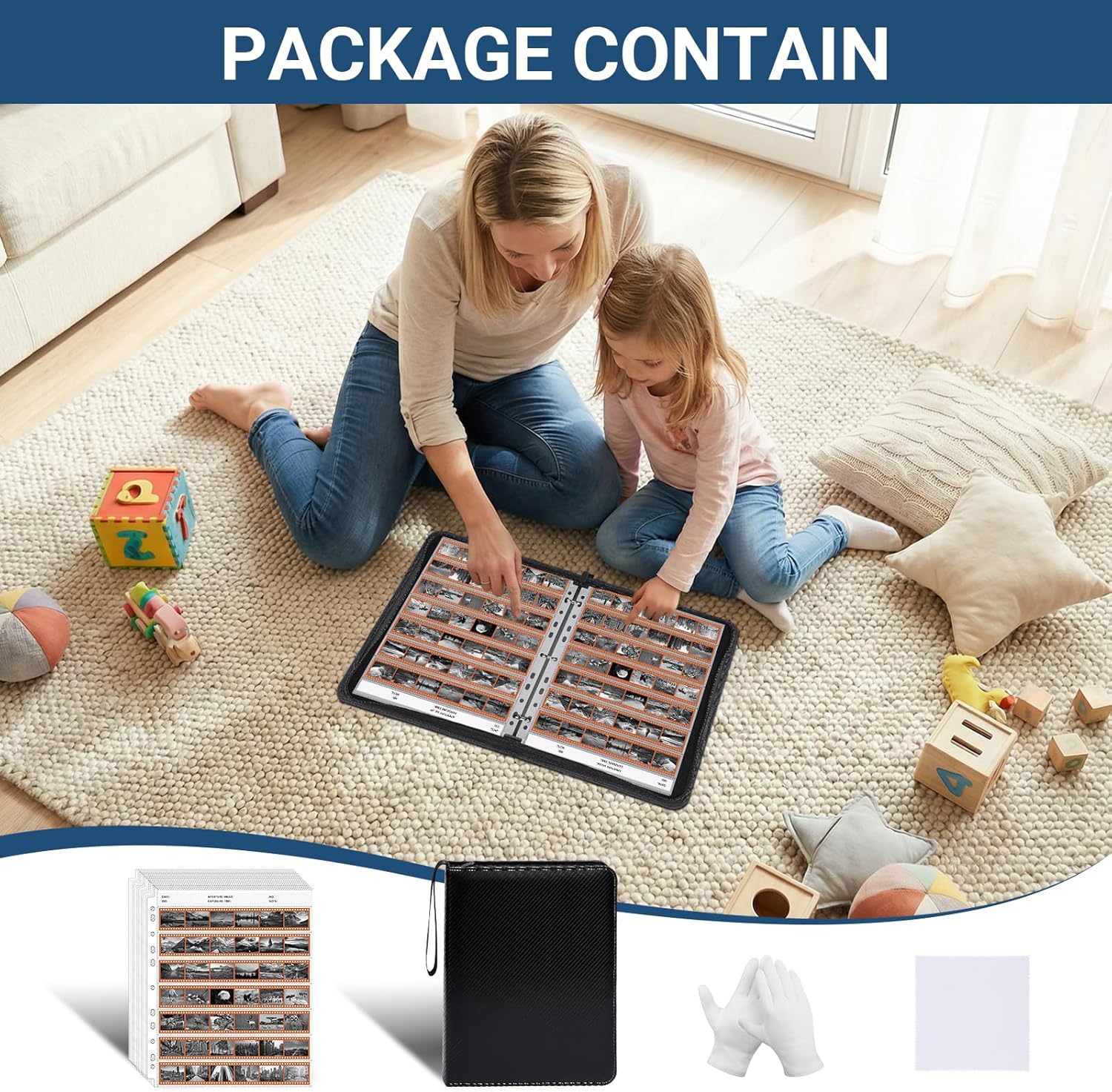 Acid Free Film Negative Storage Kit - 3 Ring 35mm Film Binder & 60 Pack 2520 Frames 35mm Negative Sleeves for Film Storage