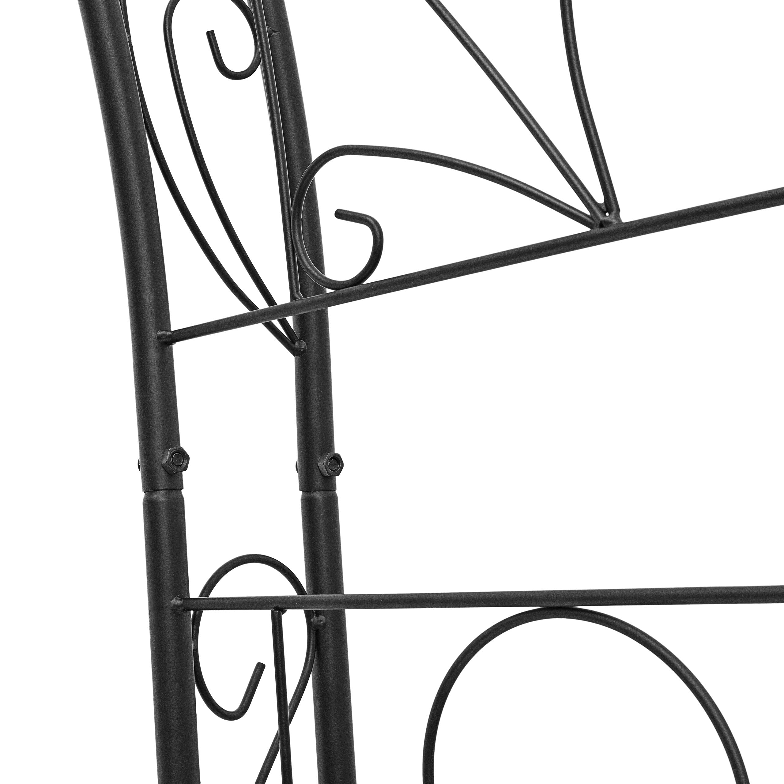 Relaxdays - Arco de metal con un estilo natural y figuras de aves, arco de jardin para plantas, 226 x 144 x 36,5 cm, Material: polvo de hierro, trepadoras, negro