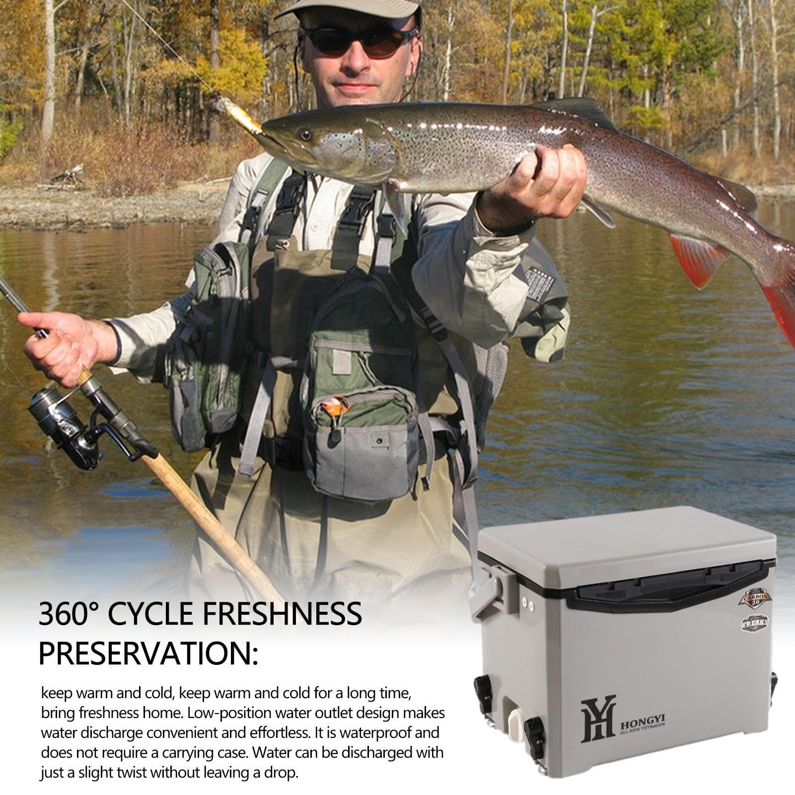 Maciun - Caja de hielo aislada, refrigerador portátil ultraligero | refrigerador duro para viajes, bebidas, barcos, pesca, bebidas, barbacoa, picnic