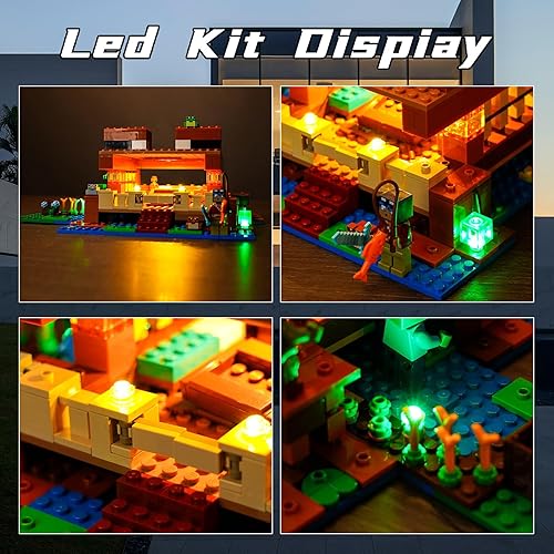 Miniatura 6 de Bourvill Luz LED para Lego 21256 Minecraft The Frog House Set, versión clásica, iluminación de bloques de construcción, modelo compatible con Lego