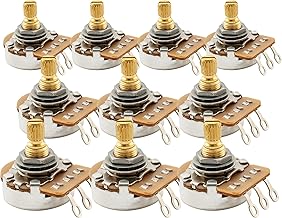Musiclily Pro HD A250K Potenciómetros Latón Métrica Split Short Shaft 6,5mm Audio Taper Poti para Guitarra Eléctrica Bajo (Set de 10)