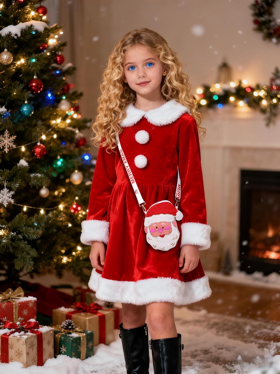 Christmas Purse for Women Beaded Xmas Tree Reindeer Snowflake Bell Crossbody Shoulder Bag Christmas Accessories - Image 2