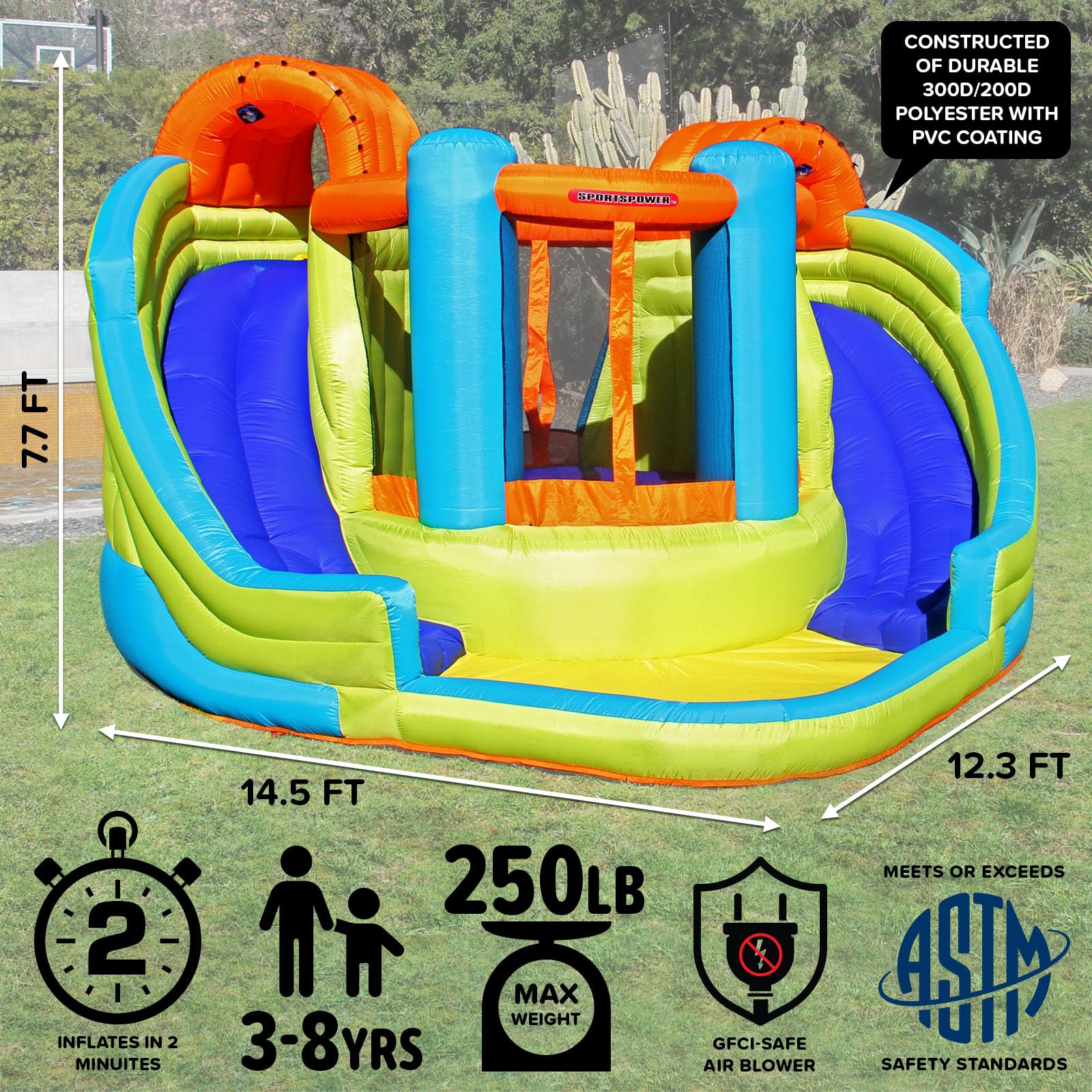 Amazon.com: Sportspower 5.1 x 5.1 ft x 7.8 FT Double Slide