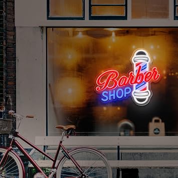 Barber Shop Neon Sign for Wall Decor,LED Hair Salon Light Sign for Hair Beauty Salon Store, USB Powered Led Barber Sign Decor for Barbershop, Man Cave, Garage