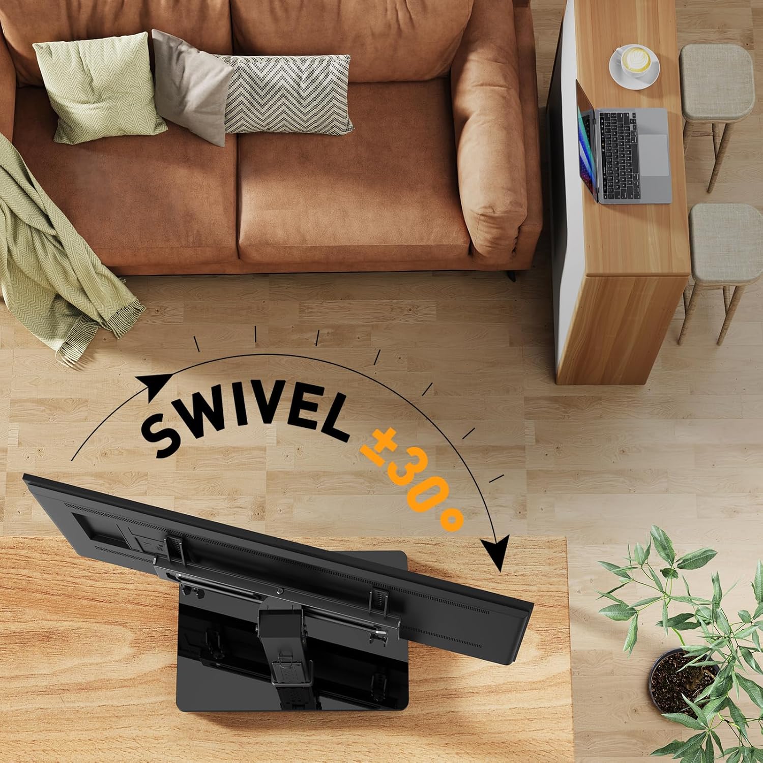Perlegear Universal Swivel TV Stand with Power Outlet, Tabletop TV Stand for 32–60,65 Inch TVs up to 88 lbs, Tempered Glass TV Mount Stand Base with Height Adjustment, Tilt, Max VESA 400x400mm,PGTVS27