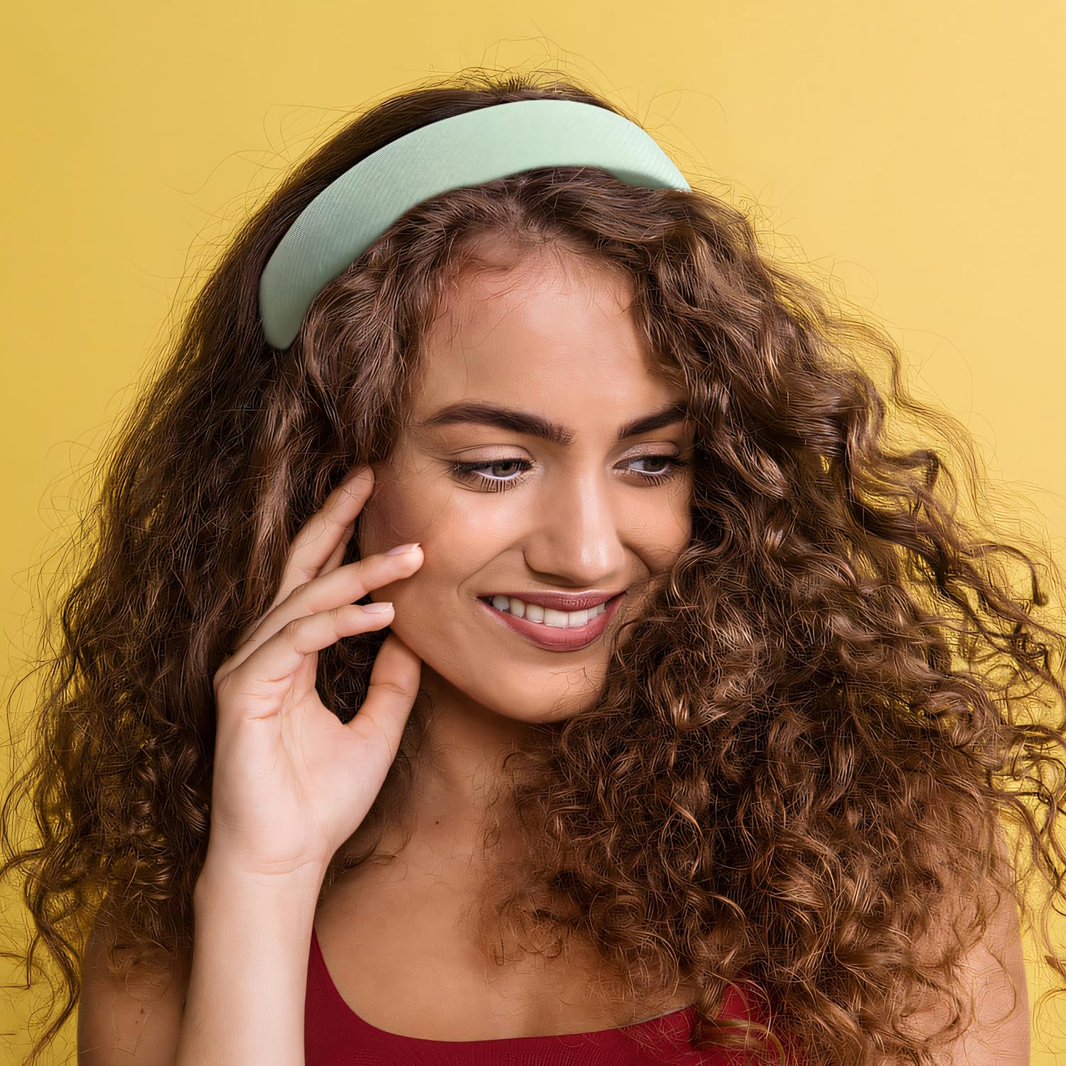 Fashion Headbands for Women Girls Headbands Set 5pcs Pearl Headband Floral Headbands Padded Headband for Women Vintage Wide Hair Band (Green) - Image 2
