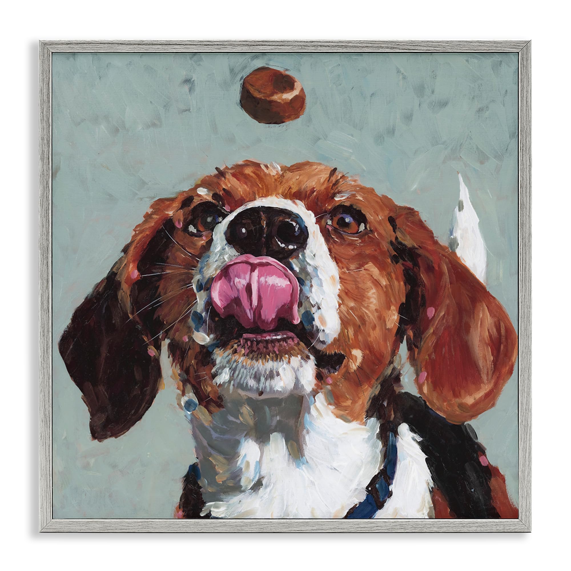 Stupell Industries Farmhouse Gray (Textured) Playful Beagle Portrait, 17 X 17 Inch Framed Giclée Print