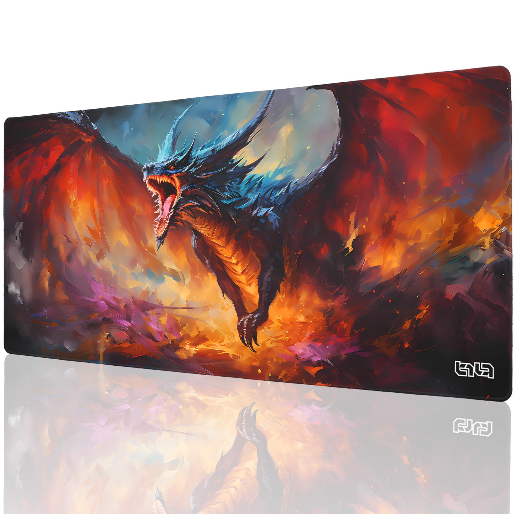 Tilt Grand Tapis de Souris Gamer XXL 90x40 cm | Tapis de Bureau Gaming Anti-Dérapant | Mouse Pad Imperméable pour PC et Accessoires Gaming | Tapis de Clavier (Dragon's Wrath)