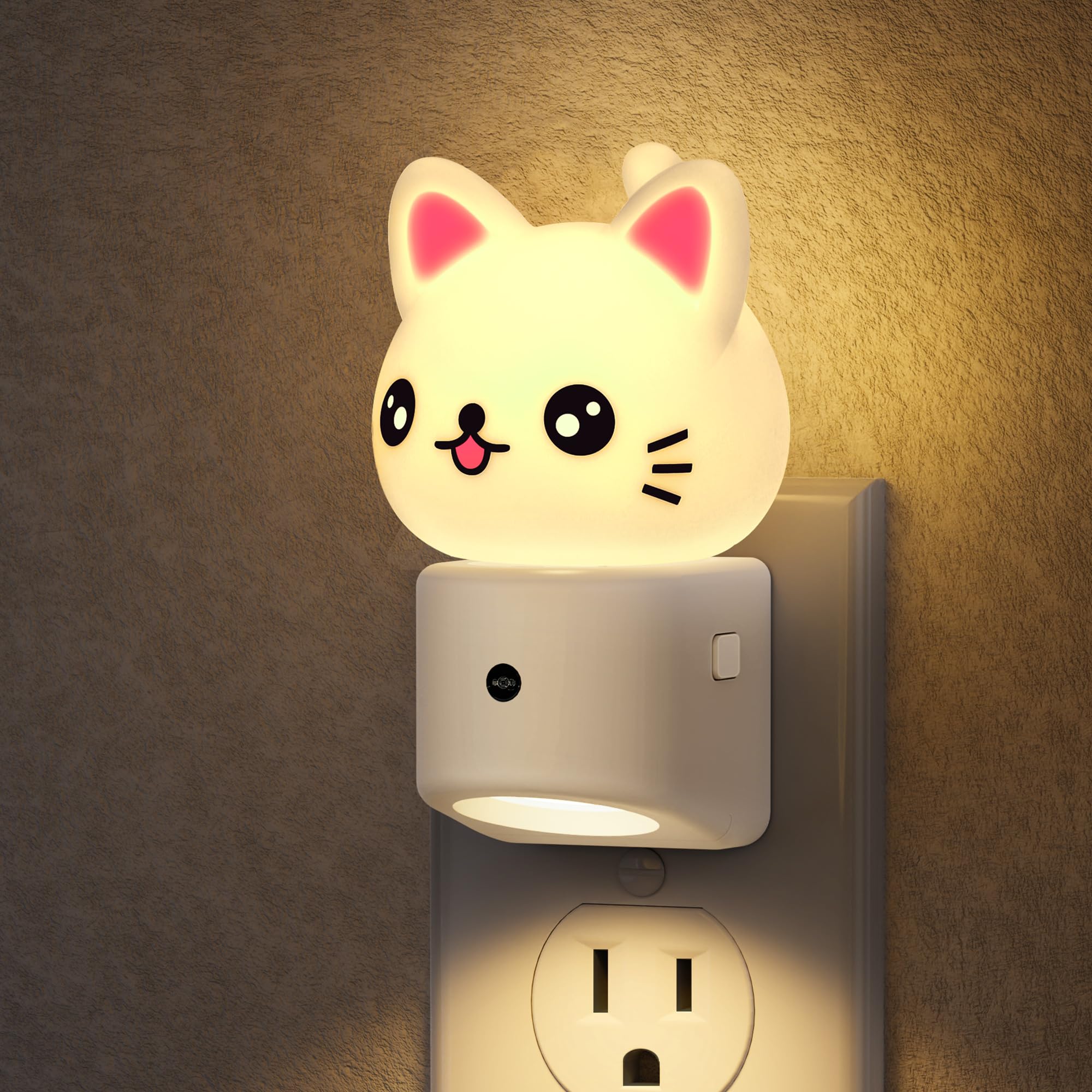 DORESshop Night Light for Kids,3D Cute Cat Kids Night Light,Light Sensor