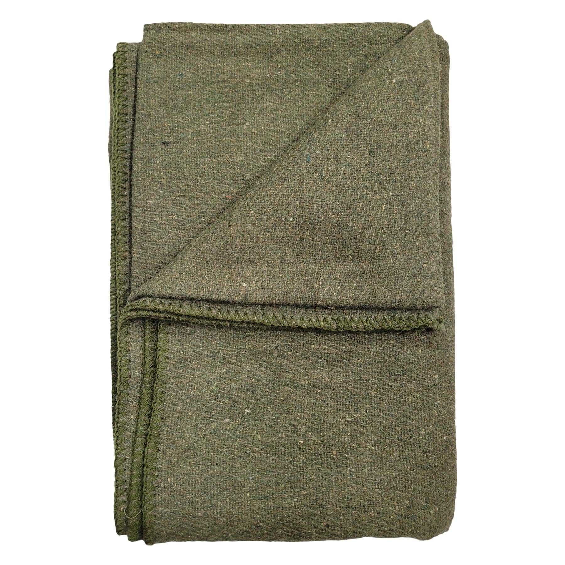 VINTIKA Heavy Wool Military Style Blanket US Army Camping Warm Outdoor Campfire Travel Survival Throw - Olive Green