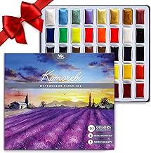 Mozart Premium Japanese Watercolor Paint Set - 40 Rich Colors with Metallic, Neon Pans - Artist-Quality Set for Adults, Kids & Students - Water Color - Metallic Watercolor Paints