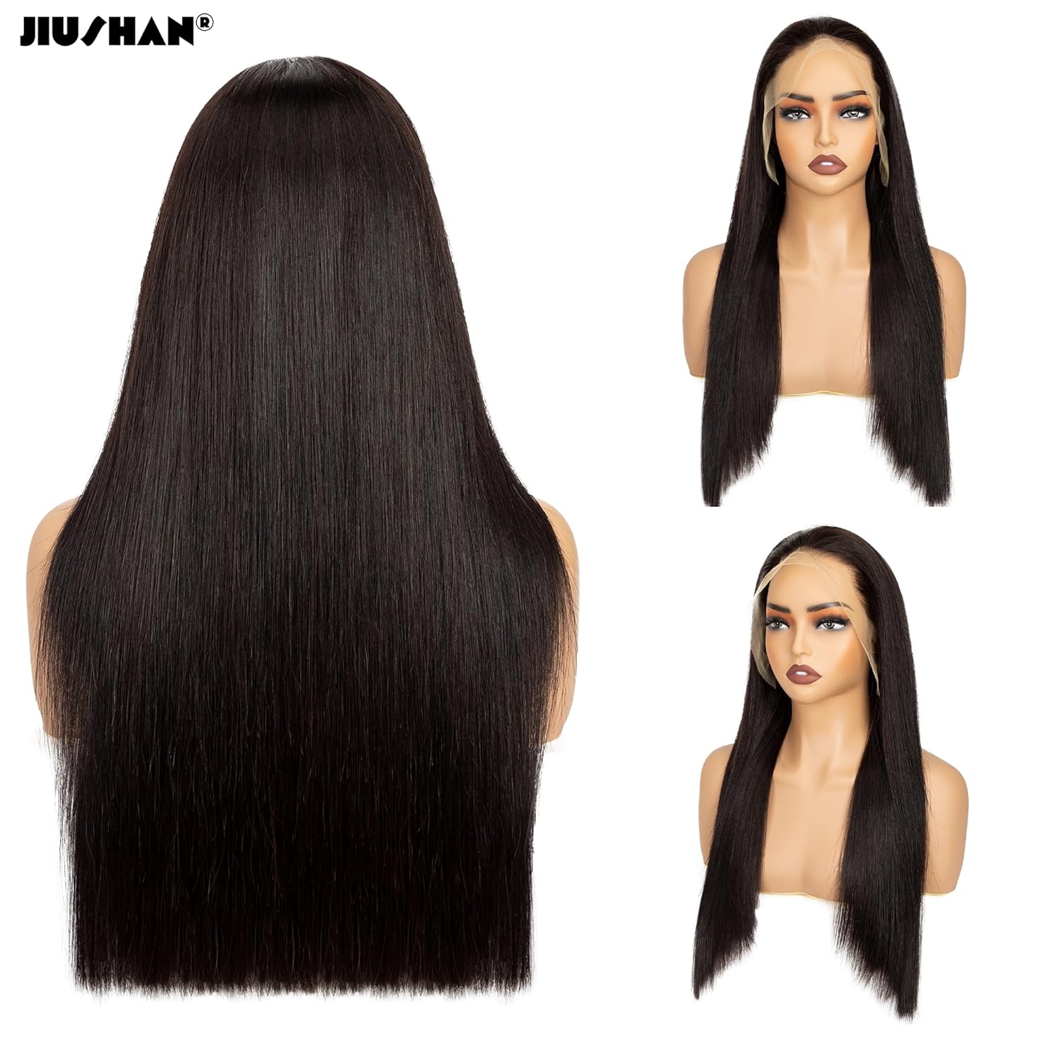 28 Inch Lace Front Wigs Human Hair 200% Density Straight Human Hair Wigs Pre Plucked 13x4 HD Lace Frontal Wig Human Hair for Women Natural Black Color