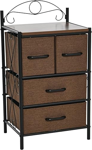 Household Essentials Torre de almacenamiento corta Walnut Victoria de 4 cajones