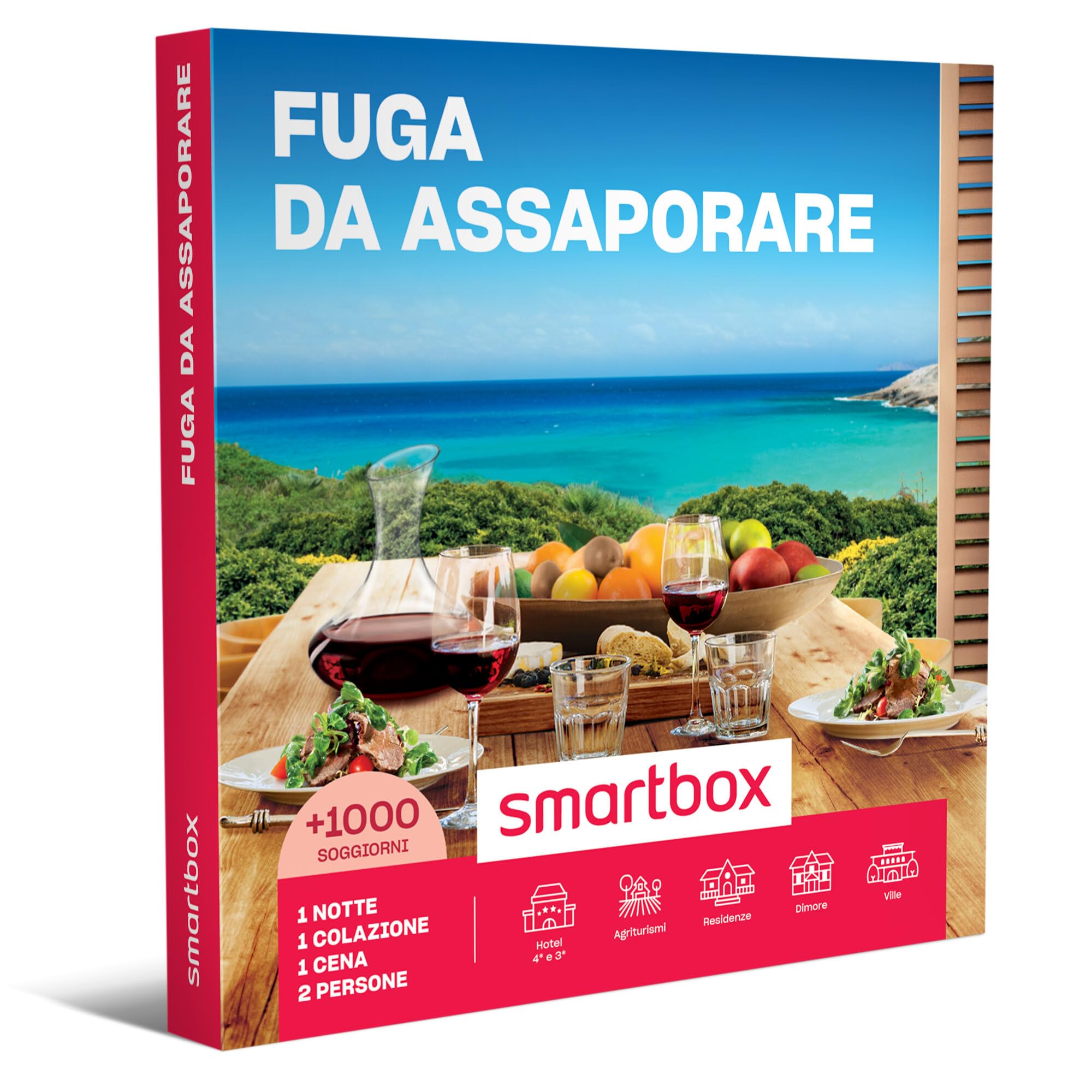Smartbox - Cofanetto Regalo per Uomo o Donna - Fuga da assaporare - Idee Regalo Originale - 1 Notte con Colazione e Cena per 2 Persone