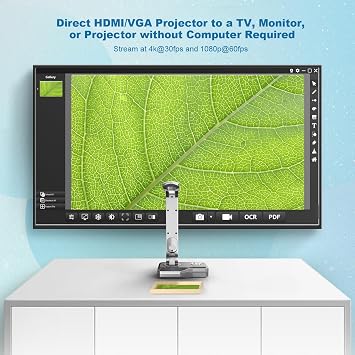 كاميرا مستندات JOYUSING V500-4k VGA/HDMI/USB ثلاثية الأوضاع بدقة 13 ميجابكسل، التعرف الضوئي على الحروف لنظام التشغيل Windows، متوافقة مع العرض في الوقت الفعلي، ومؤتمرات الويب، والتعلم عن بعد، والتدريس عن بعد - Mac، Windows