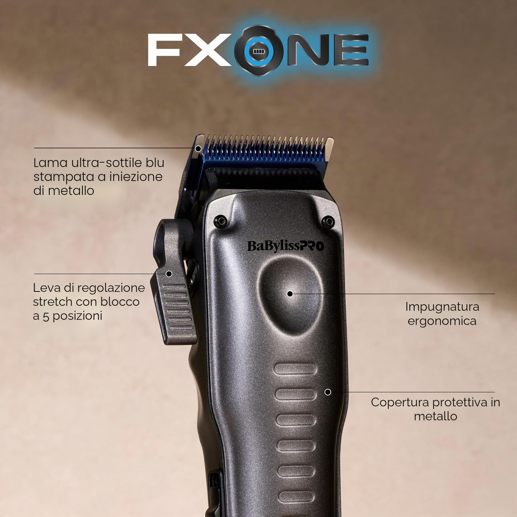 BaBylissPRO Tagliacapelli ad alte prestazioni FXONE LO-PROFX con batteria intercambiabile, 8 pettini e lama in metallo