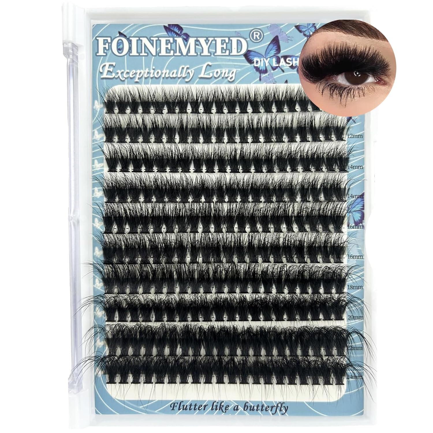 Fluffy Lash Clusters 10-24mm Extra Long Thick 200D Cluster Eyelash Extensions 200pcs Volume D Curl Wispy Individual Lashes Plant Fibers False Eyelashes DIY Lash Extension for Beginners, by FOINEMYED Fluffy Lash Clusters 10-24mm Extra Long Thick 200D Cluster Eyelash Extensions 200pcs Volume D Curl Wispy Individual Lashes Plant Fibers False Eyelashes DIY Lash Extension for Beginners, by FOINEMYED