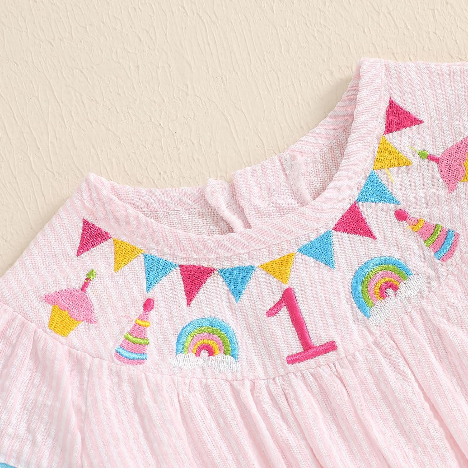 BULINGNA Baby Girl First Birthday Outfit Ice Cream Rainbow Embroidery Ruffle Plaid Romper One Year Old Onesie Fall Clothes - Image 5