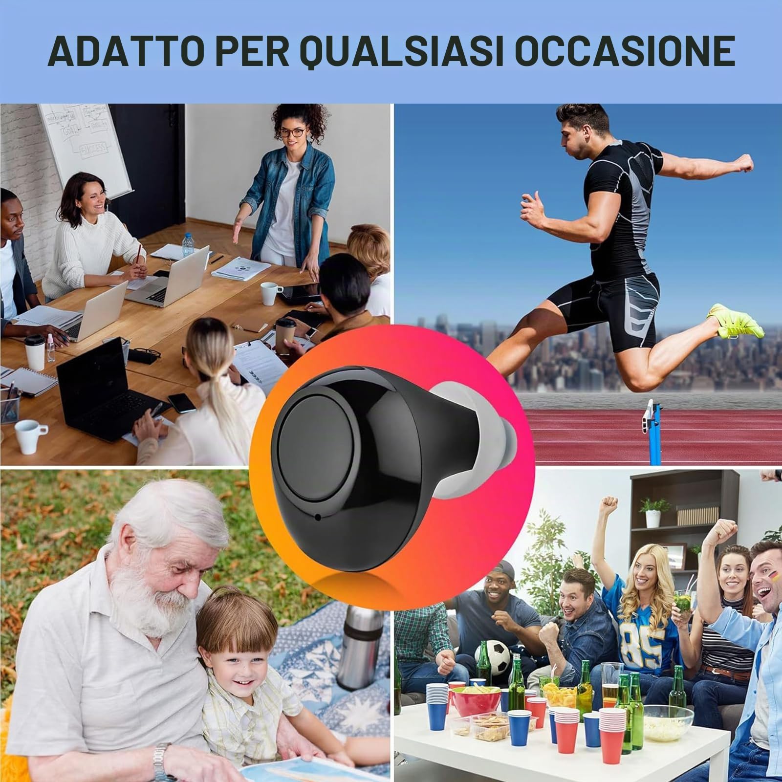 JINGHAO Amplificatore Suono Ricaricabile Amplificatore Suono Invisibile Con Portatile Cassa Di Ricarica Confezione da 2