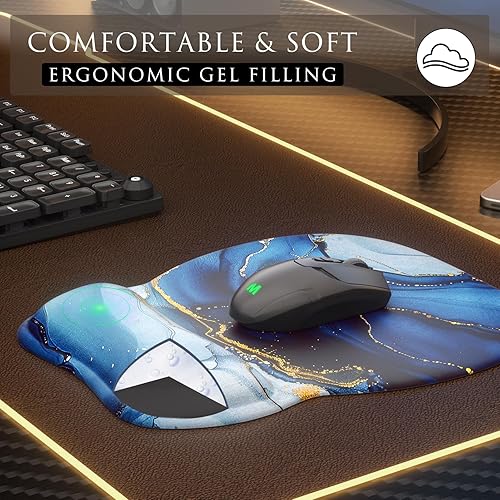 Miniatura 64 de MROCO Alfombrilla ergonómica para mouse con reposamuñecas de gel, cómoda alfombrilla de mouse con superficie de soporte de muñeca suave y base