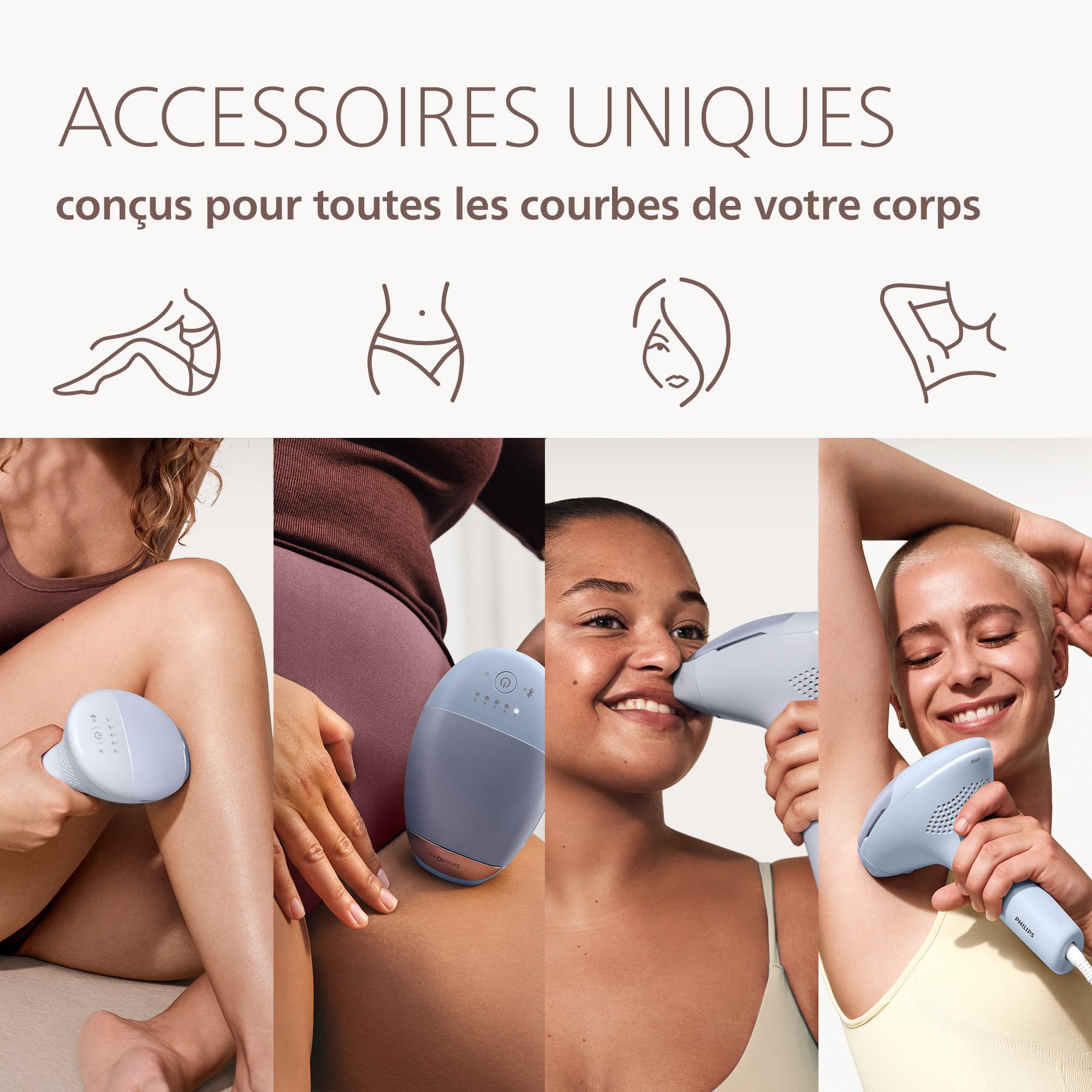 Philips Lumea 9900 Pro Épilateur à lumière pulsée – alternative au laser en institut, utilisation facile, sécurité de qualité médicale, 4 accessoires corps, visage, maillot et aisselles, BRC343/00
