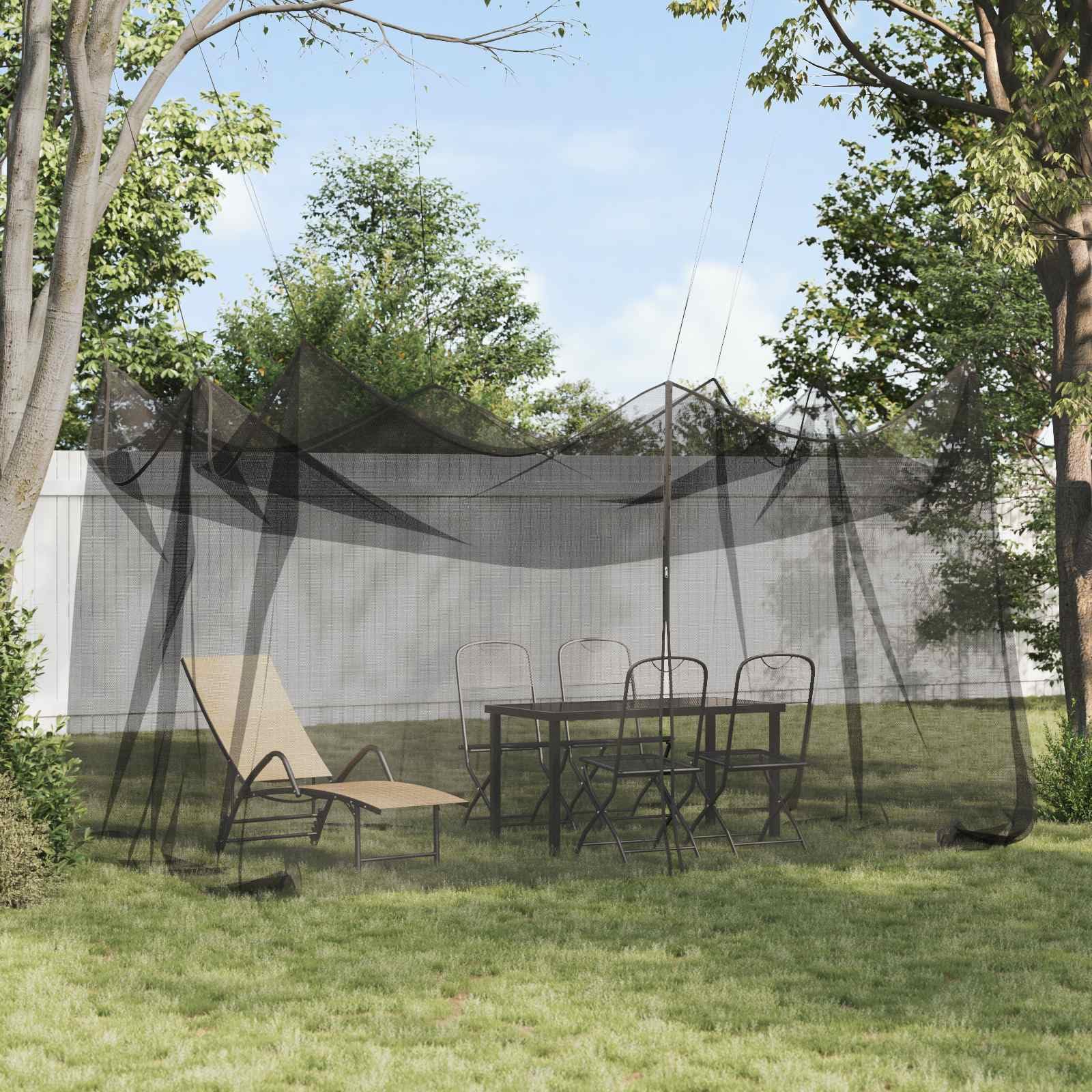 Garten Mücken Netz schwarz aus Polyester 156 Mesh 3 x 4,5 x 2,5 m mit Reißverschluss und 8 m Seil für Terrasse, Balkon, Zelt, Hängematte und Außenbereich