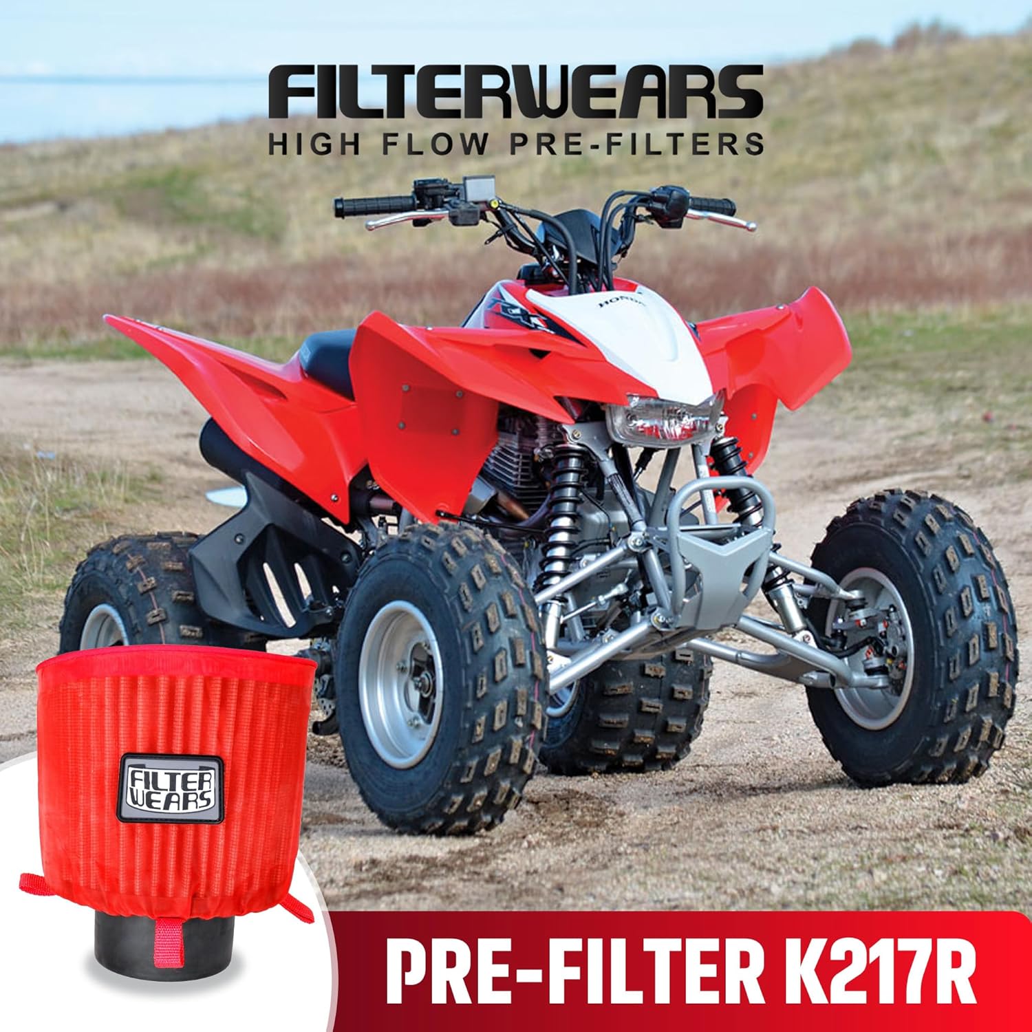 FILTERWEARS Pre-Filter K217R For K&N Air Filter HA-4099, 22-8016PK Filter Wrap: Fits 1999-2014 Honda TRX400X/EX