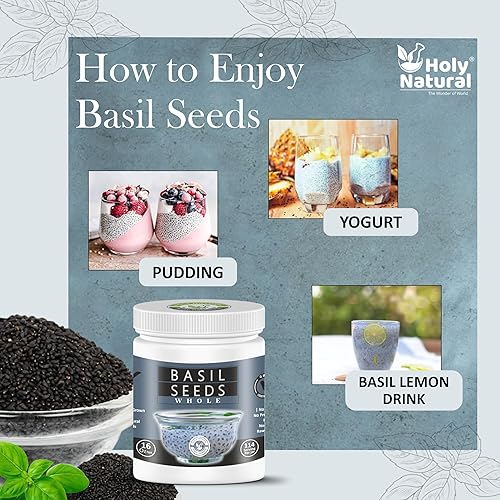 Miniatura 4 de Semillas de albahaca  16 onzas1 libras I Semillas de albahaca comestibles, SabjaTukmariaFalooda Seeds I Rich in Fiber I Actúan como refrigerante