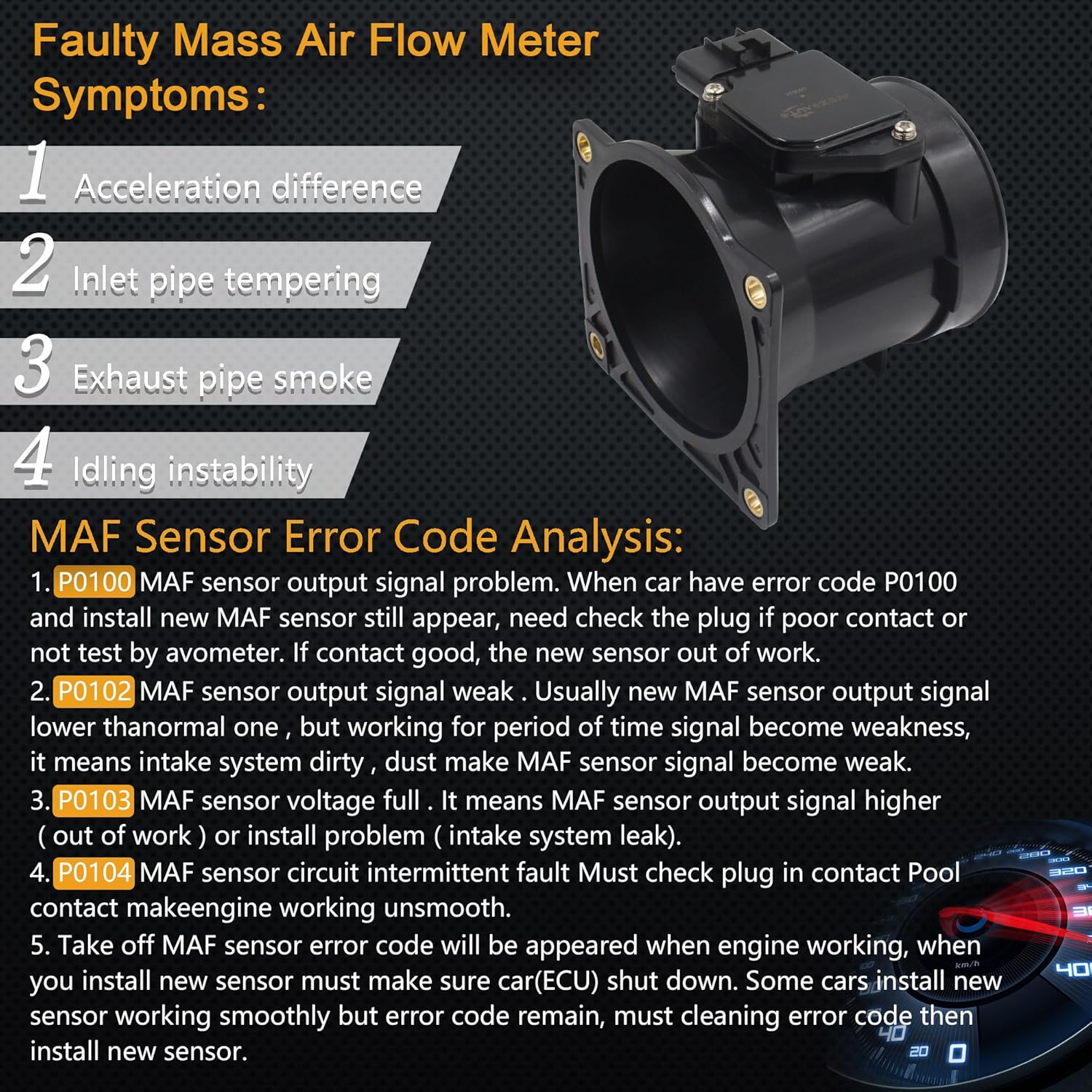 Mass Air Flow Sensor Maf Meter Compatible with Ford F-150 99-03; F-150 Heritage 2004; F-250 Super Duty 99-03; Taurus 98-99 & Lincoln Blackwood 2002; Navigator 99-02 Replace# 86-9554 AF10131