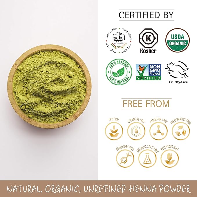 Polvo de Henna Orgánico USDA LA GREEN 100g - Tinte Natural para Cabello miniatura 5